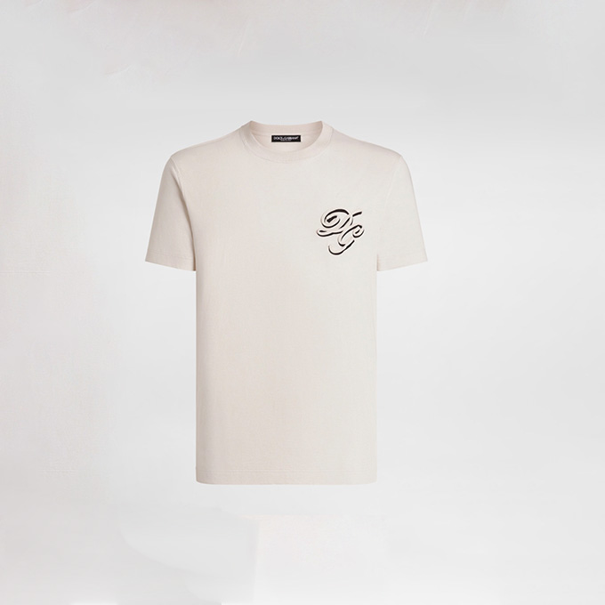 dolce & gabbana cursive embroidered logo t-shirt